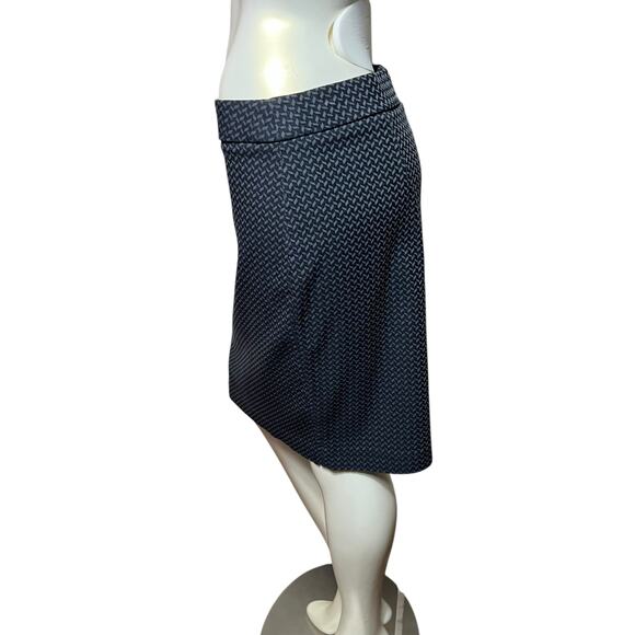 ELLE Black & Gray Asymmetrical Pencil Skirt, Stretch Knit, Size M - Picture 3 of 7